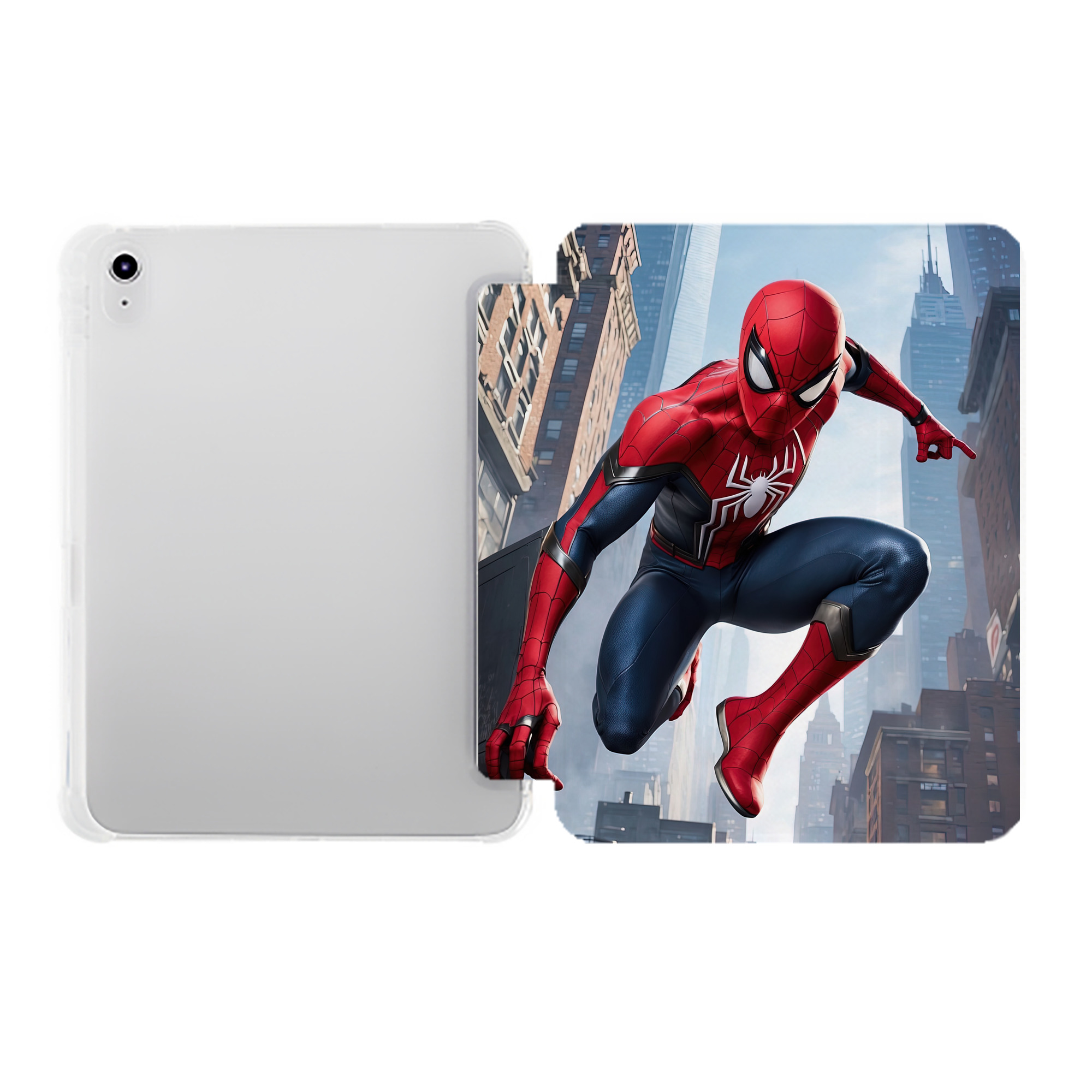（画像用） Spider Man スパイダーマン IPad ケース ペン収納付き 三つ折りスタンド PUレザー×シリコン 対応機種9.5/10.5/10.9インチ